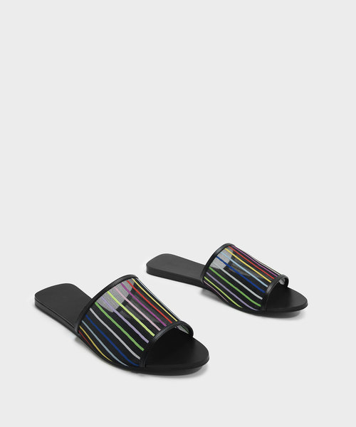 CHARLES & KEITH（チャールズ & キース）の「ストライプメッシュスライダー / STRIPED MESH SLIDERS（スリッポン・レディース・ブラック/ブラック系その他・23cm/23.5cm/24.5cm/25cm）」の10枚目の写真
