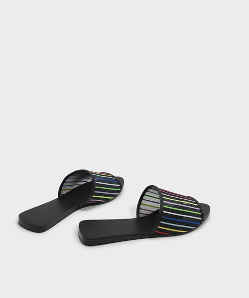 CHARLES & KEITH（チャールズ & キース）の「ストライプメッシュスライダー / STRIPED MESH SLIDERS（スリッポン・レディース・ブラック/ブラック系その他・23cm/23.5cm/24.5cm/25cm）」の11枚目の写真