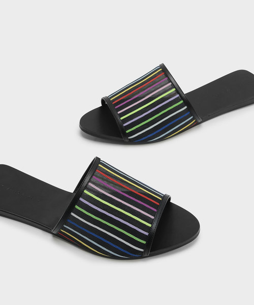 CHARLES & KEITH（チャールズ & キース）の「ストライプメッシュスライダー / STRIPED MESH SLIDERS（スリッポン・レディース・ブラック/ブラック系その他・23cm/23.5cm/24.5cm/25cm）」の12枚目の写真