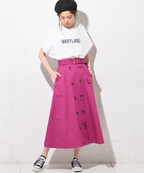 natural couture（ナチュラルクチュール）の「ダブルボタントレンチスカート（スカート・レディース・ベージュ/パープル系その他/レンガ・FREE）」の7枚目の写真