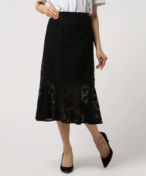 archives（アルシーヴ）の「レースミディ丈マーメイドスカート（スカート・レディース・オフホワイト/ブラック/グリーン・MEDIUM）」の3枚目の写真