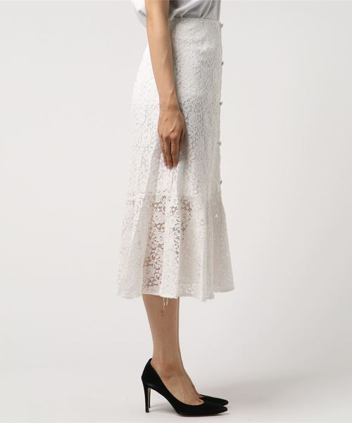 archives（アルシーヴ）の「レースミディ丈マーメイドスカート（スカート・レディース・オフホワイト/ブラック/グリーン・MEDIUM）」の4枚目の写真