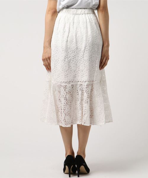 archives（アルシーヴ）の「レースミディ丈マーメイドスカート（スカート・レディース・オフホワイト/ブラック/グリーン・MEDIUM）」の5枚目の写真