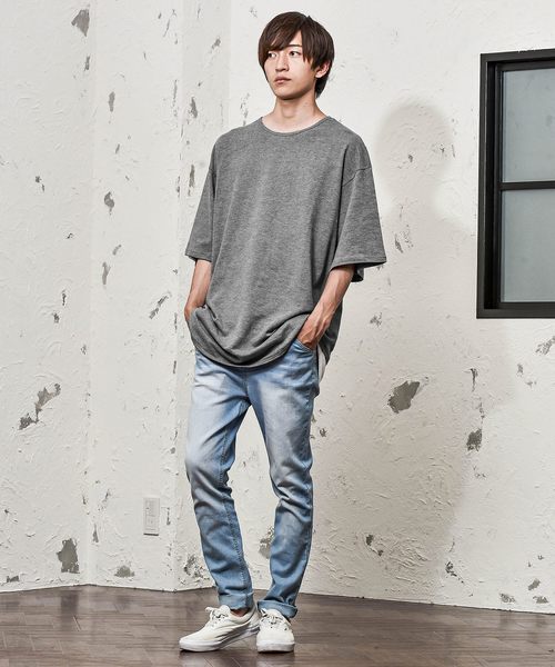 MinoriTY（マイノリティ）の「フェイクレイヤードＢＩＧ T（Tシャツ/カットソー・メンズ・ホワイト/ライトグレー/ライトブルー/ピンク/ブルー/チャコール・M/L）」の9枚目の写真