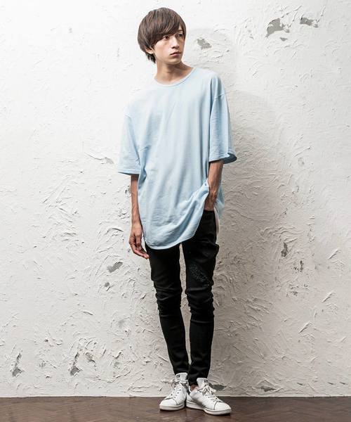 MinoriTY（マイノリティ）の「フェイクレイヤードＢＩＧ T（Tシャツ/カットソー・メンズ・ホワイト/ライトグレー/ライトブルー/ピンク/ブルー/チャコール・M/L）」の10枚目の写真