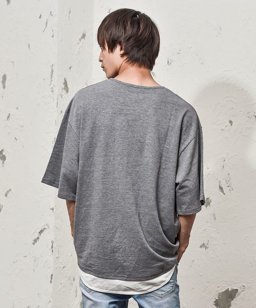 MinoriTY（マイノリティ）の「フェイクレイヤードＢＩＧ T（Tシャツ/カットソー・メンズ・ホワイト/ライトグレー/ライトブルー/ピンク/ブルー/チャコール・M/L）」の14枚目の写真