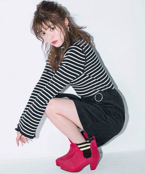 GeeRA（ジーラ）の「ライン入りサイドゴアショートブーツ（ブーツ・レディース・ブラック/ピンク/ブラック系その他・SMALL/MEDIUM/LARGE/X-LARGE）」の7枚目の写真