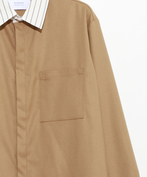 STUDIOUS(ステュディオス)の「【STUDIOUS】ソフトウォームクロスクレリックシャツ(シャツ/ブラウス・メンズ・ベージュ/ネイビー・1/2/3)」の3枚目の写真