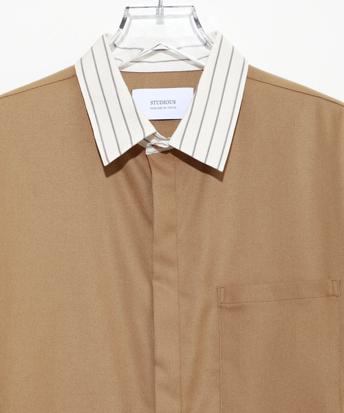 STUDIOUS(ステュディオス)の「【STUDIOUS】ソフトウォームクロスクレリックシャツ(シャツ/ブラウス・メンズ・ベージュ/ネイビー・1/2/3)」の5枚目の写真