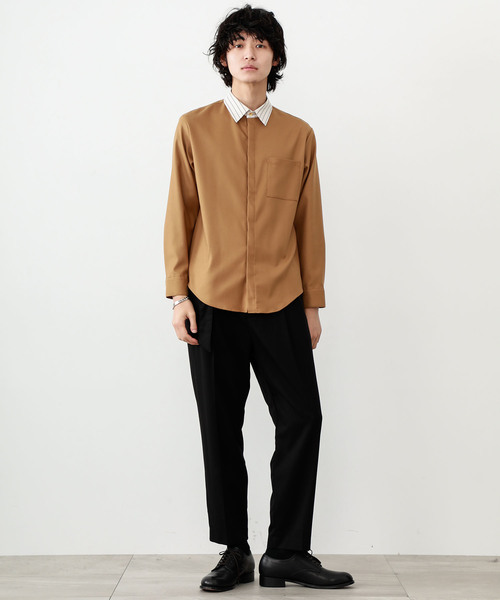 STUDIOUS(ステュディオス)の「【STUDIOUS】ソフトウォームクロスクレリックシャツ(シャツ/ブラウス・メンズ・ベージュ/ネイビー・1/2/3)」の16枚目の写真