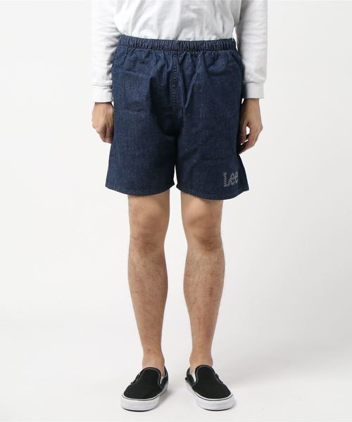 And A（アンドエー）の「Lee リー / ATHLETIC SHORTS ロゴプリントアスレチックイージーデニムショーツ / LM8463（デニムパンツ・メンズ・インディゴブルー/ライトインディゴブルー・S/M/L）」の7枚目の写真