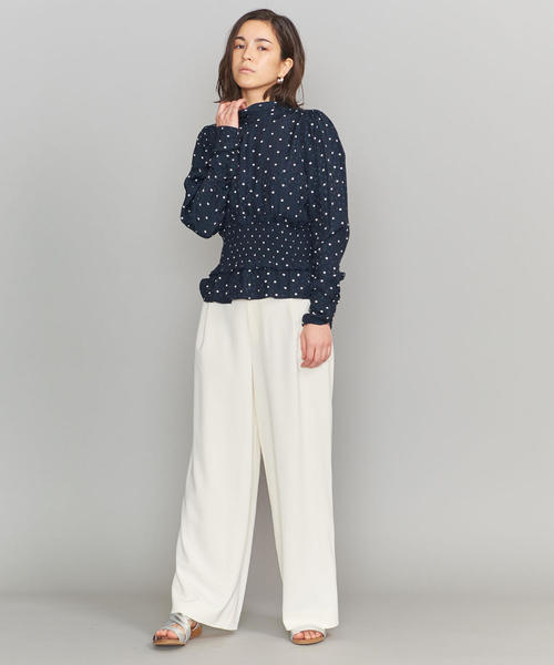 BEAUTY&YOUTH UNITED ARROWS（ビューティーアンドユースユナイテッドアローズ）の「BY ツイルタックワイドパンツ о（その他パンツ・レディース・ベージュ/ネイビー/オフホワイト/ピンク・SMALL/MEDIUM/LARGE）」の10枚目の写真