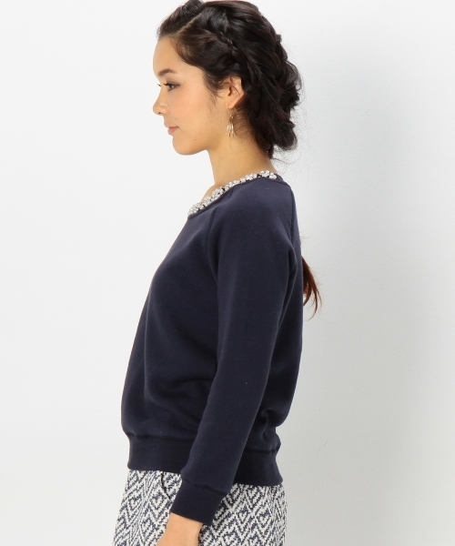 Jewel Changes（ジュエルチェンジズ）の「JC 起毛裏毛 装飾付き ラグラントップス / スウェット / ビジュー（スウェット・レディース・グレー/ナチュラル/ネイビー・フリー）」の7枚目の写真