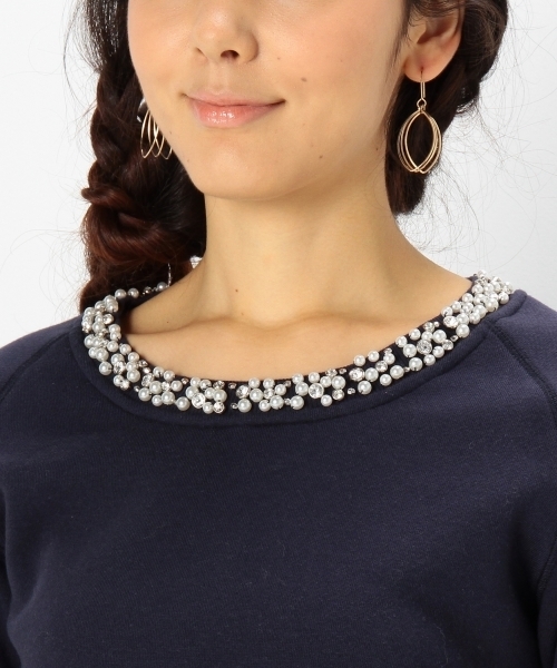 Jewel Changes（ジュエルチェンジズ）の「JC 起毛裏毛 装飾付き ラグラントップス / スウェット / ビジュー（スウェット・レディース・グレー/ナチュラル/ネイビー・フリー）」の10枚目の写真