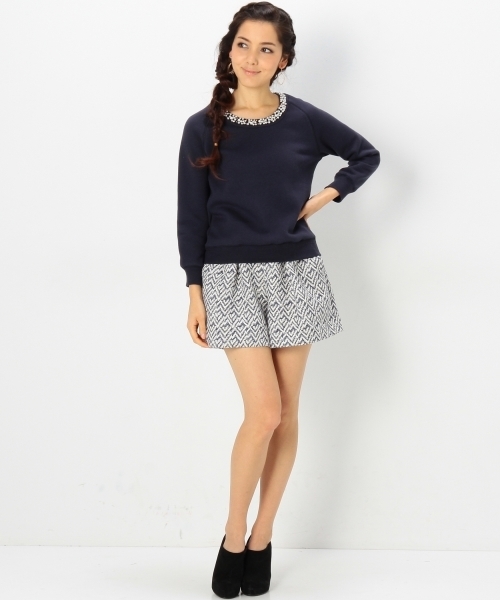 Jewel Changes（ジュエルチェンジズ）の「JC 起毛裏毛 装飾付き ラグラントップス / スウェット / ビジュー（スウェット・レディース・グレー/ナチュラル/ネイビー・フリー）」の13枚目の写真