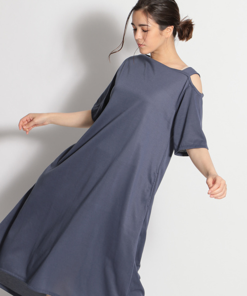 niko and...（ニコアンド）の「ワンストラップテントワンピース（ワンピース・レディース・ブラック/ベージュ/ブルー・MEDIUM/LARGE）」の3枚目の写真