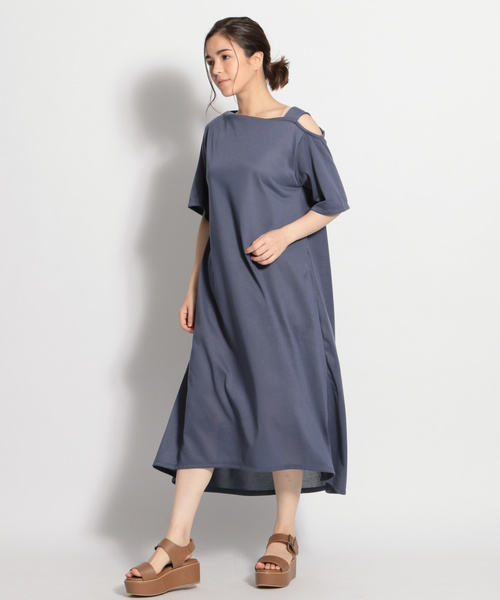 niko and...（ニコアンド）の「ワンストラップテントワンピース（ワンピース・レディース・ブラック/ベージュ/ブルー・MEDIUM/LARGE）」の6枚目の写真