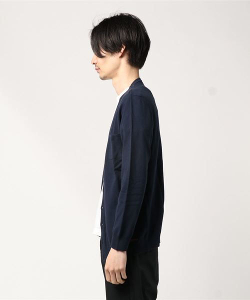 CUSTOM CULTURE（カスタムカルチャー）の「【TOUCH BACK】 Italy Made 12GG クレープコットン カーディガン（カーディガン/ボレロ・メンズ・ネイビー/オフホワイト/グリーン/マスタード/ロイヤルブルー・46/48/50）」の6枚目の写真