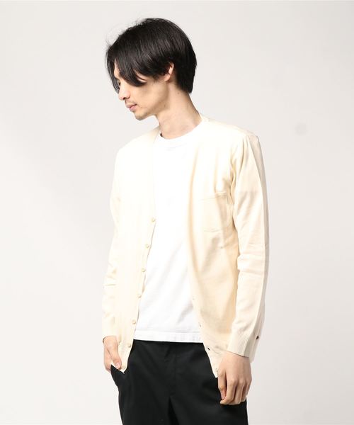 CUSTOM CULTURE（カスタムカルチャー）の「【TOUCH BACK】 Italy Made 12GG クレープコットン カーディガン（カーディガン/ボレロ・メンズ・ネイビー/オフホワイト/グリーン/マスタード/ロイヤルブルー・46/48/50）」の14枚目の写真