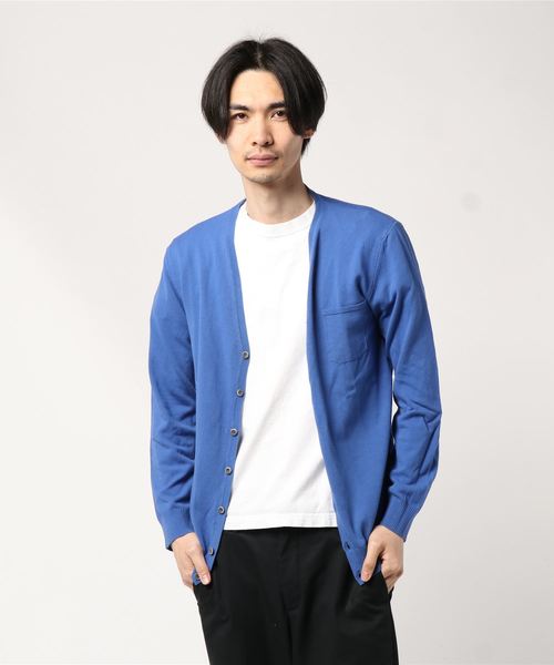 CUSTOM CULTURE（カスタムカルチャー）の「【TOUCH BACK】 Italy Made 12GG クレープコットン カーディガン（カーディガン/ボレロ・メンズ・ネイビー/オフホワイト/グリーン/マスタード/ロイヤルブルー・46/48/50）」の11枚目の写真