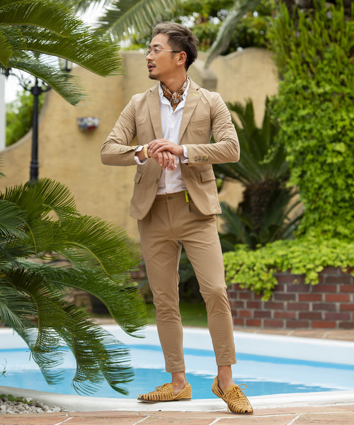 #Re:room URBAN BEACH CLUB（リルームアーバンビーチクラブ）の「ストレッチスリムスラックス（スラックス・メンズ・ブラック/ベージュ・SMALL/MEDIUM/LARGE）」の4枚目の写真