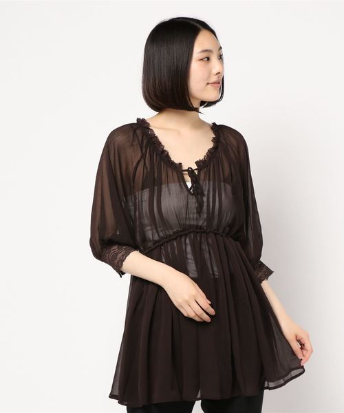 one after another NICE CLAUP（ワンアフターアナザーナイスクラップ）の「Vintage シフォンチュニック（シャツ/ブラウス・レディース・ピンク系その他/アイボリー/ブラウン/ピンク・FREE）」の18枚目の写真