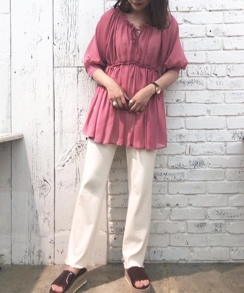 one after another NICE CLAUP（ワンアフターアナザーナイスクラップ）の「Vintage シフォンチュニック（シャツ/ブラウス・レディース・ピンク系その他/アイボリー/ブラウン/ピンク・FREE）」の14枚目の写真