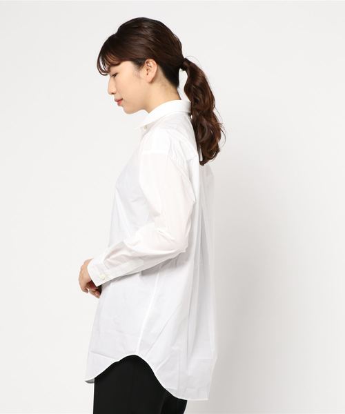 journal standard L'essage(ジャーナルスタンダードレサージュ)の「ストライプ/ムジ タイプライター2WAY シャツ(シャツ/ブラウス・レディース・ホワイト/ベージュ/ホワイト系その他/ダークブルー・FREE)」の5枚目の写真