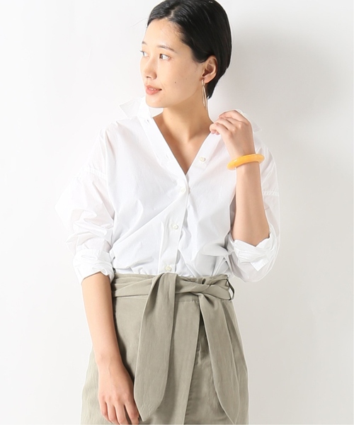 journal standard L'essage(ジャーナルスタンダードレサージュ)の「ストライプ/ムジ タイプライター2WAY シャツ(シャツ/ブラウス・レディース・ホワイト/ベージュ/ホワイト系その他/ダークブルー・FREE)」の2枚目の写真