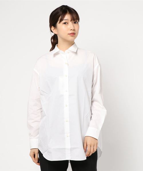 journal standard L'essage(ジャーナルスタンダードレサージュ)の「ストライプ/ムジ タイプライター2WAY シャツ(シャツ/ブラウス・レディース・ホワイト/ベージュ/ホワイト系その他/ダークブルー・FREE)」の8枚目の写真