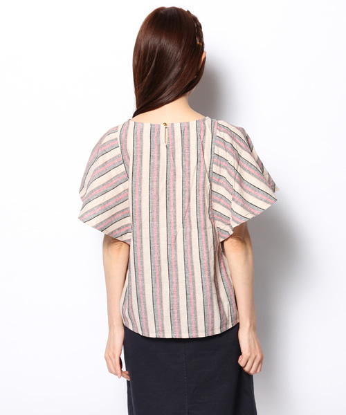 mystic(ミスティック)の「ストライプフレアスリーブプルオーバー(シャツ/ブラウス・レディース・オレンジ/ブルー/ピンク・フリ-)」の9枚目の写真