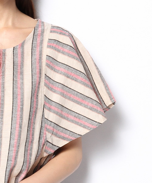 mystic(ミスティック)の「ストライプフレアスリーブプルオーバー(シャツ/ブラウス・レディース・オレンジ/ブルー/ピンク・フリ-)」の12枚目の写真