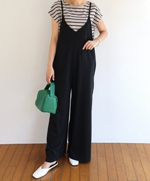 andme | ストレッチポンチキャミサロペット Vネックワンピース オールインワン(サロペット/オーバーオール)