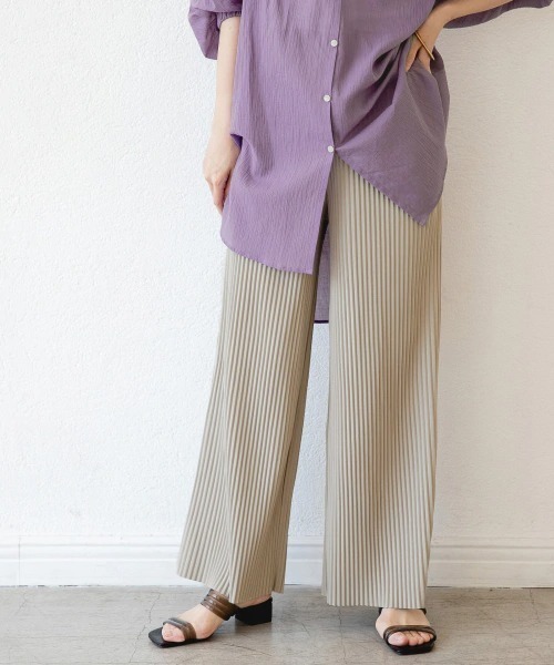 LOWRYS FARM（ローリーズファーム）の「セルフカットプリーツパンツ　872862（その他パンツ・レディース・アイボリー/ブラック/ブラウン/ミント/ベージュ/パープル・FREE）」の5枚目の写真