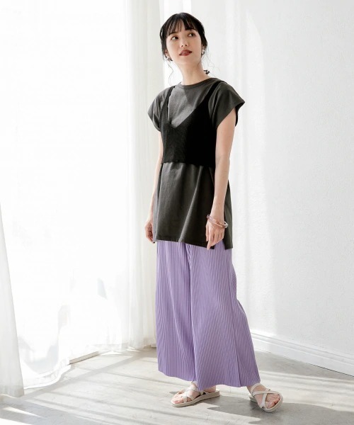 LOWRYS FARM（ローリーズファーム）の「セルフカットプリーツパンツ　872862（その他パンツ・レディース・アイボリー/ブラック/ブラウン/ミント/ベージュ/パープル・FREE）」の17枚目の写真