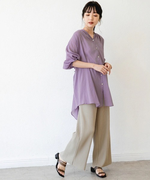 LOWRYS FARM（ローリーズファーム）の「セルフカットプリーツパンツ　872862（その他パンツ・レディース・アイボリー/ブラック/ブラウン/ミント/ベージュ/パープル・FREE）」の16枚目の写真