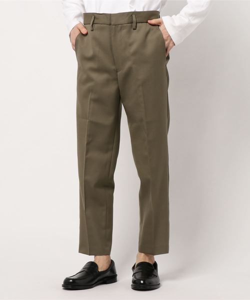 CLANE（クラネ）の「WOOL SLACKS（スラックス・メンズ・カーキ/ブラック・1/2）」の2枚目の写真