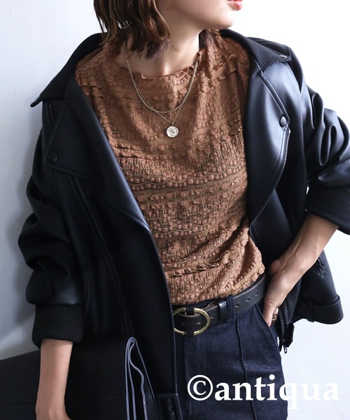 antiqua(アンティカ)の「メロウレーストップス(Tシャツ/カットソー・レディース・ブラック/オフホワイト/ベージュ系その他・FREE)」の21枚目の写真