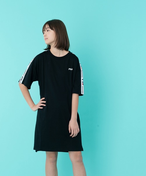 Fila フィラ ワンポイント刺繍 ロゴテープ 半袖 ワンピース Tシャツ カットソー Fila フィラ のファッション通販 Zozotown