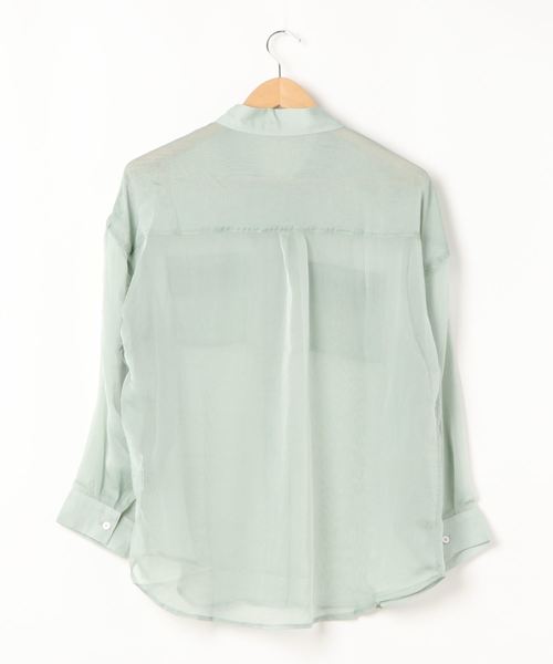 SPIRALGIRL(スパイラルガール)の「シースルーオーバーシャツ(シャツ/ブラウス・レディース・ベージュ/グリーン/オフホワイト・FREE)」の4枚目の写真