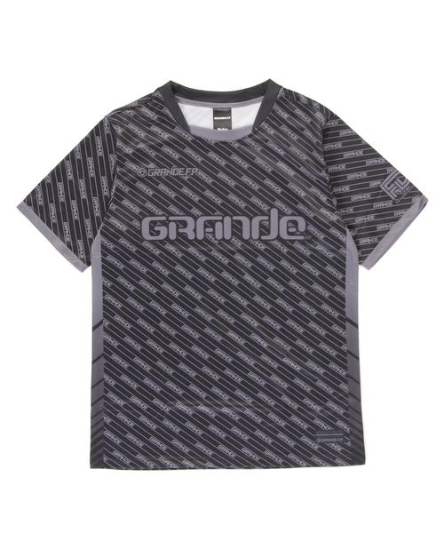 GRANDE FOOTBALL PRODUCTS(グランデフットボールプロダクツ)の「GRANDE.F.Pバイヤスロゴ.プラクティスシャツ(Tシャツ/カットソー・メンズ・ブラック×グレー/ブラック×レッド・M/L)」の1枚目の写真