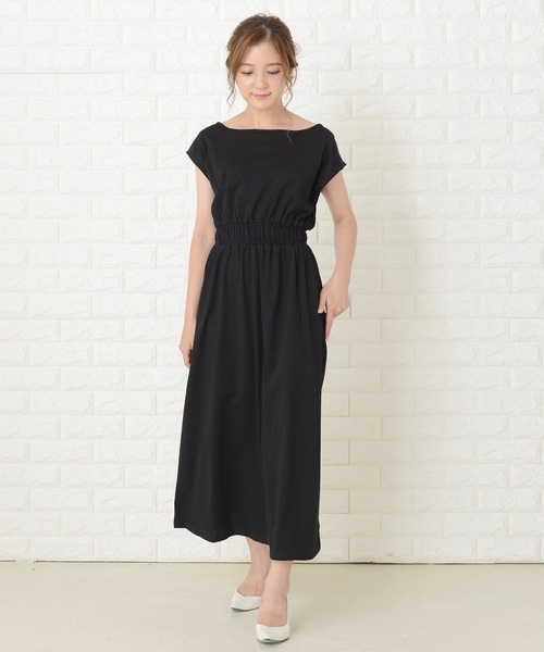 Lace Ladies(レースレディース)の「フレンチスリーブロングワンピースドレス(ワンピース・レディース・ネイビー/グリーン/ベージュ/ブラック/ブルーグレー・FREE)」の2枚目の写真