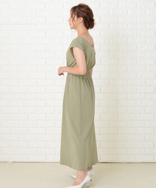 Lace Ladies(レースレディース)の「フレンチスリーブロングワンピースドレス(ワンピース・レディース・ネイビー/グリーン/ベージュ/ブラック/ブルーグレー・FREE)」の10枚目の写真