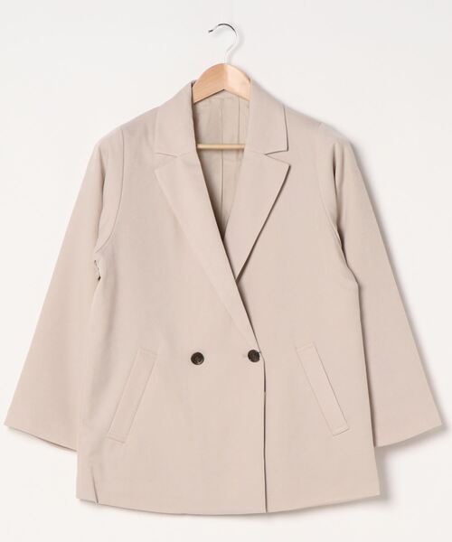 KOBE LETTUCE（コウベレタス）の「無地・チェック柄テーラードダブルジャケット【セットアップOK】（テーラードジャケット・レディース・アイボリー/グレイッシュベージュ/ベージュ系その他/グリーン系その他・FREE）」の13枚目の写真