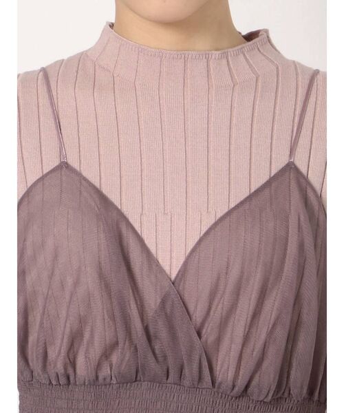 MERCURYDUO（マーキュリーデュオ）の「チュールキャミセットロングスリーブニットワンピース（ワンピース・レディース・ブラウン/ベビーピンク/アイボリー・FREE）」の9枚目の写真