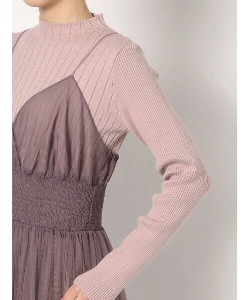 MERCURYDUO（マーキュリーデュオ）の「チュールキャミセットロングスリーブニットワンピース（ワンピース・レディース・ブラウン/ベビーピンク/アイボリー・FREE）」の22枚目の写真