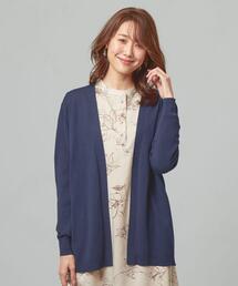 <closet story>□コットン ノーボタン カーディガン -手洗い可能-