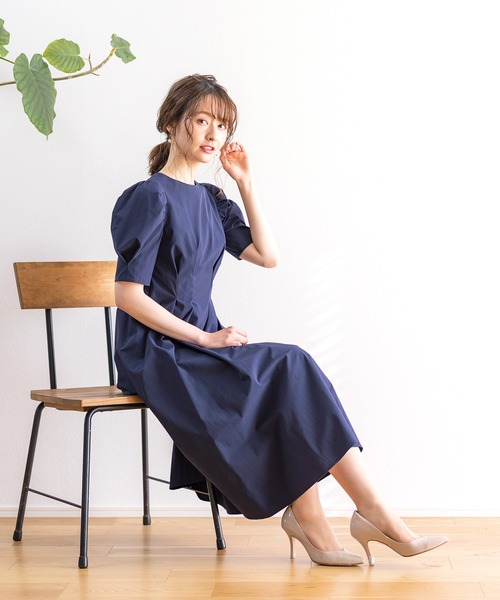 21ss新作 Replete リプリート のファッション ボリュームスリーブ オードリーワンピース ドレス ワンピース