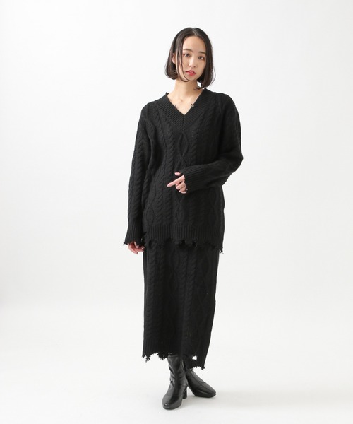 ROCKET x LUNCH(ロケットアンドランチ)の「The Rocket/DAMAGE KNITスカート 2929033(スカート・レディース・ブラック・SMALL/MEDIUM)」の5枚目の写真