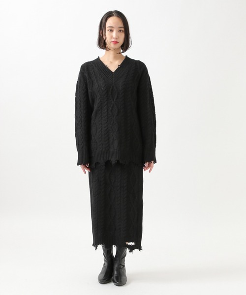 ROCKET x LUNCH(ロケットアンドランチ)の「The Rocket/DAMAGE KNITスカート 2929033(スカート・レディース・ブラック・SMALL/MEDIUM)」の7枚目の写真